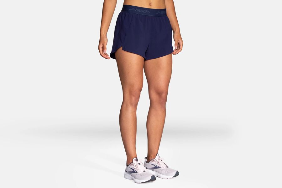 Womens Brooks Chaser 3" Bottoms Navy/Brooks | 590738-PDW